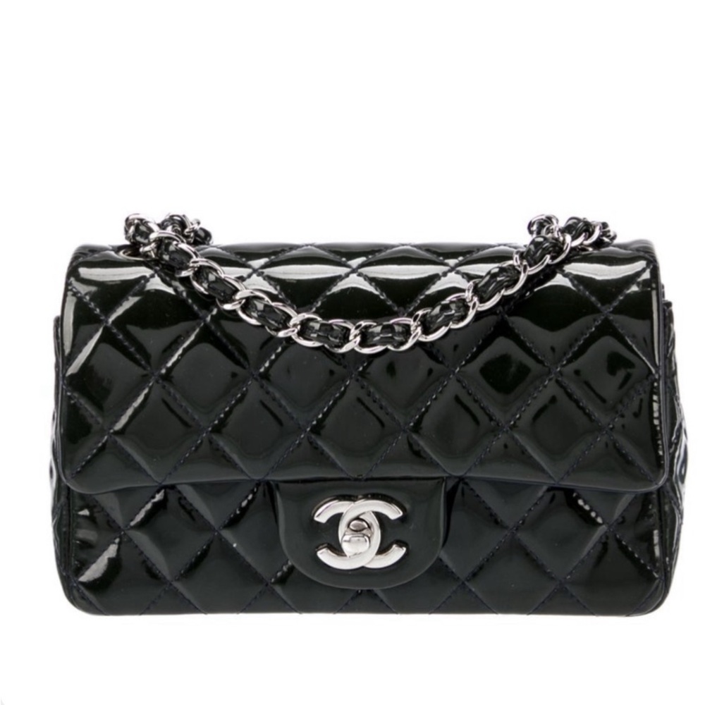 CHANEL  Black Chevron mini rectangle flap bag - Picture 13 of 13